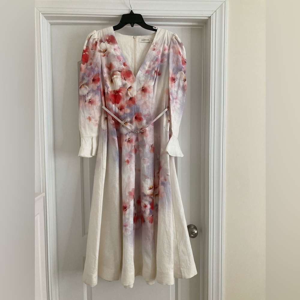 Zimmermann White and Pink Floral Long Sleeve Dress size AU 3 -US 10 - Picture 9 of 16